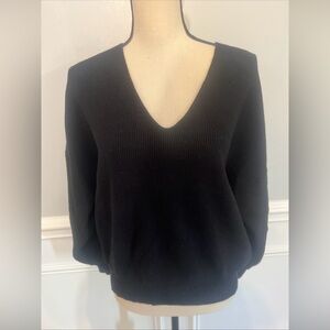 Philosophy Women's Long Sleeve Sweater Black Ribbed B Neck S/P